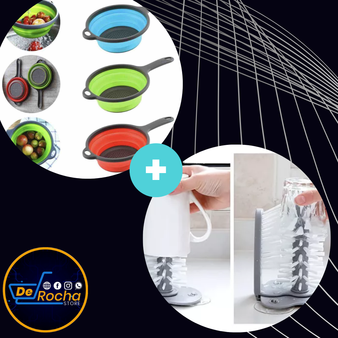 Combo colador escurridor+ Cepillo vasos